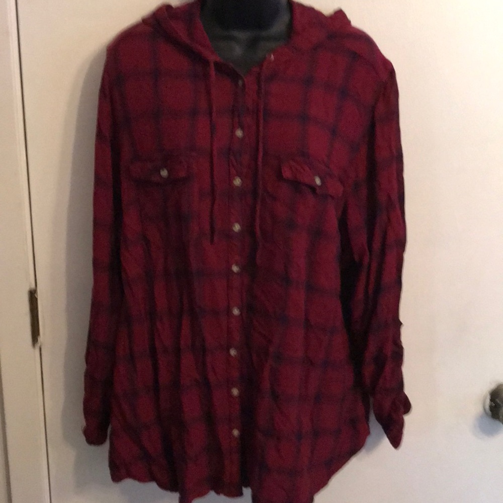 Hooded flannel shirt